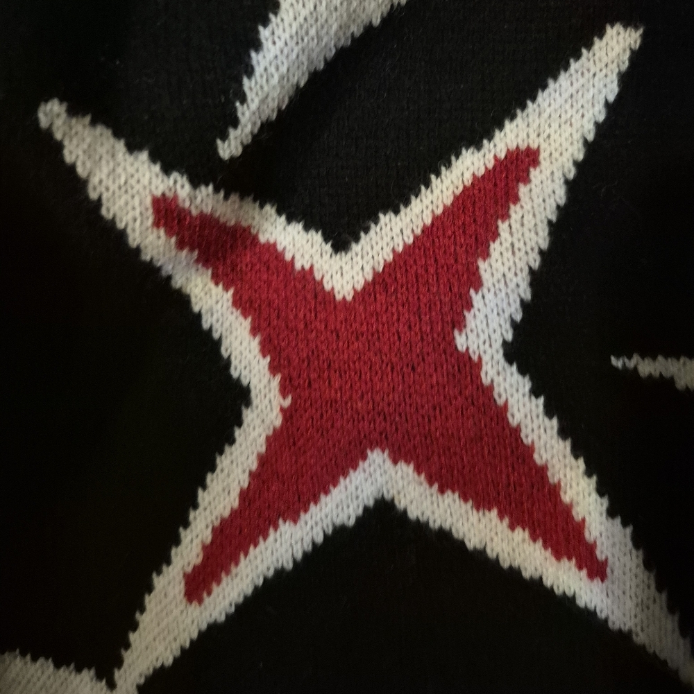 G-Star Knit Cardigan Sweater Loose Fit  Festive Wool Blend Graphic Star L NWT - Picture 6 of 10
